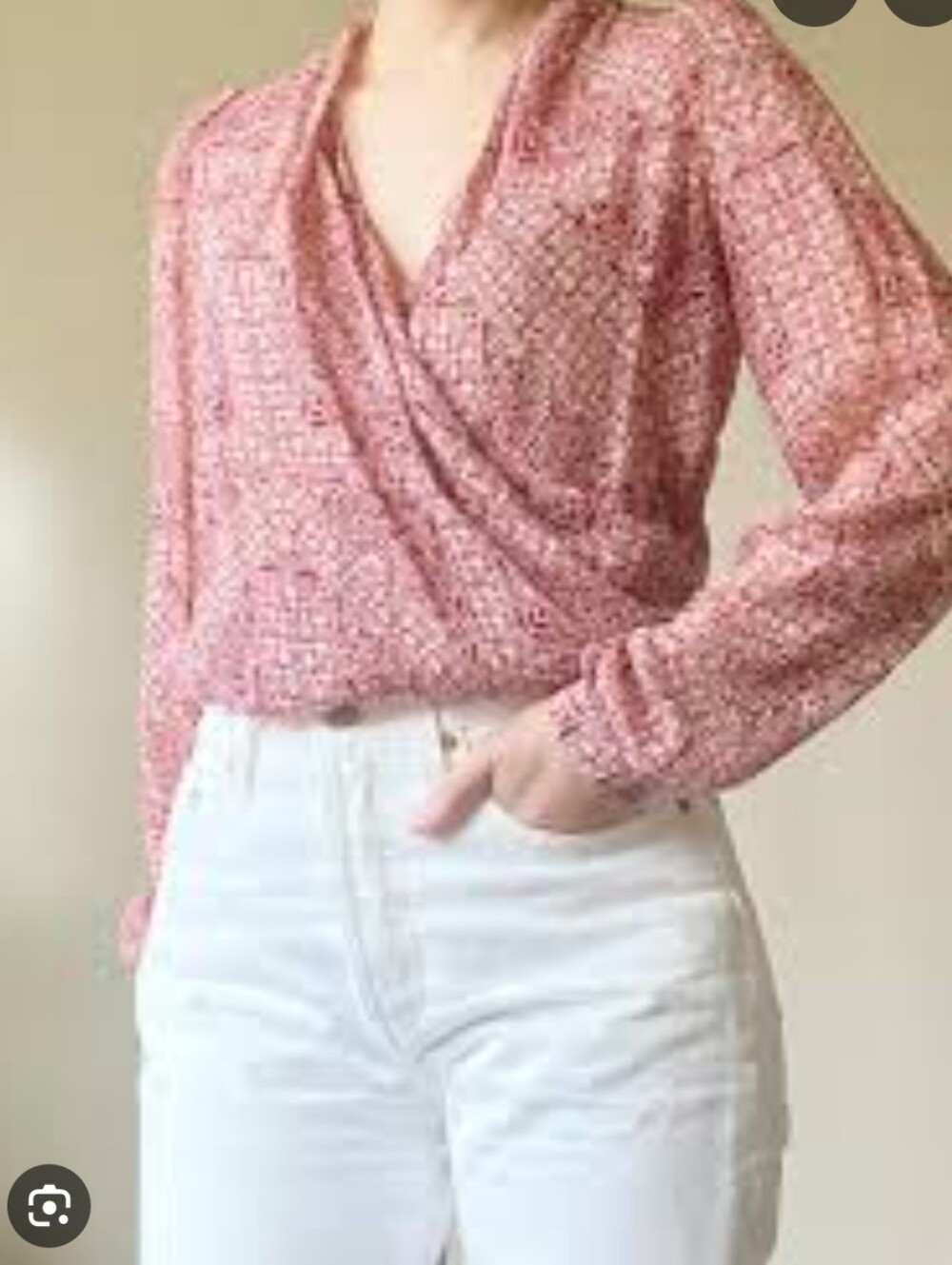 483-Sezane Red Paisley Wrap Blouse